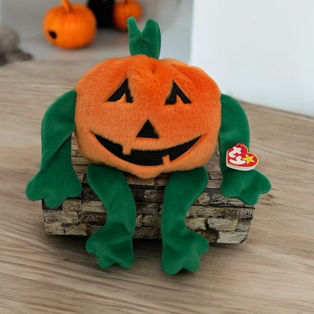 NWT PUMKIN Large Beanie Baby Vintage 1999 Halloween Retired Pumpkin TY